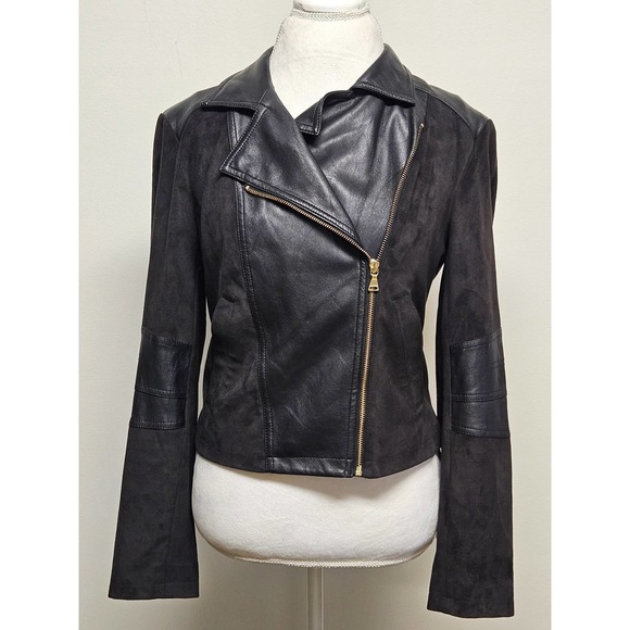 Express Two Toned Deep Brown and Black Medium Full Zip Blazer Jacket Polyester - Picture 1 of 10